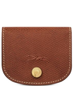 Longchamp Brown Épure embossed leather cardholder